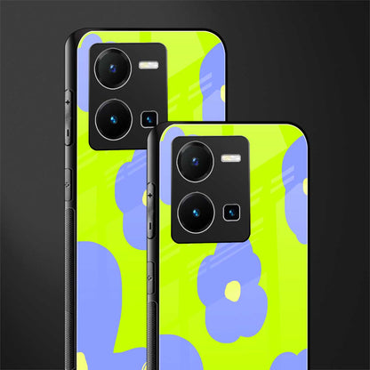chartreuse arctic flowers back phone cover | glass case for vivo y35 4g