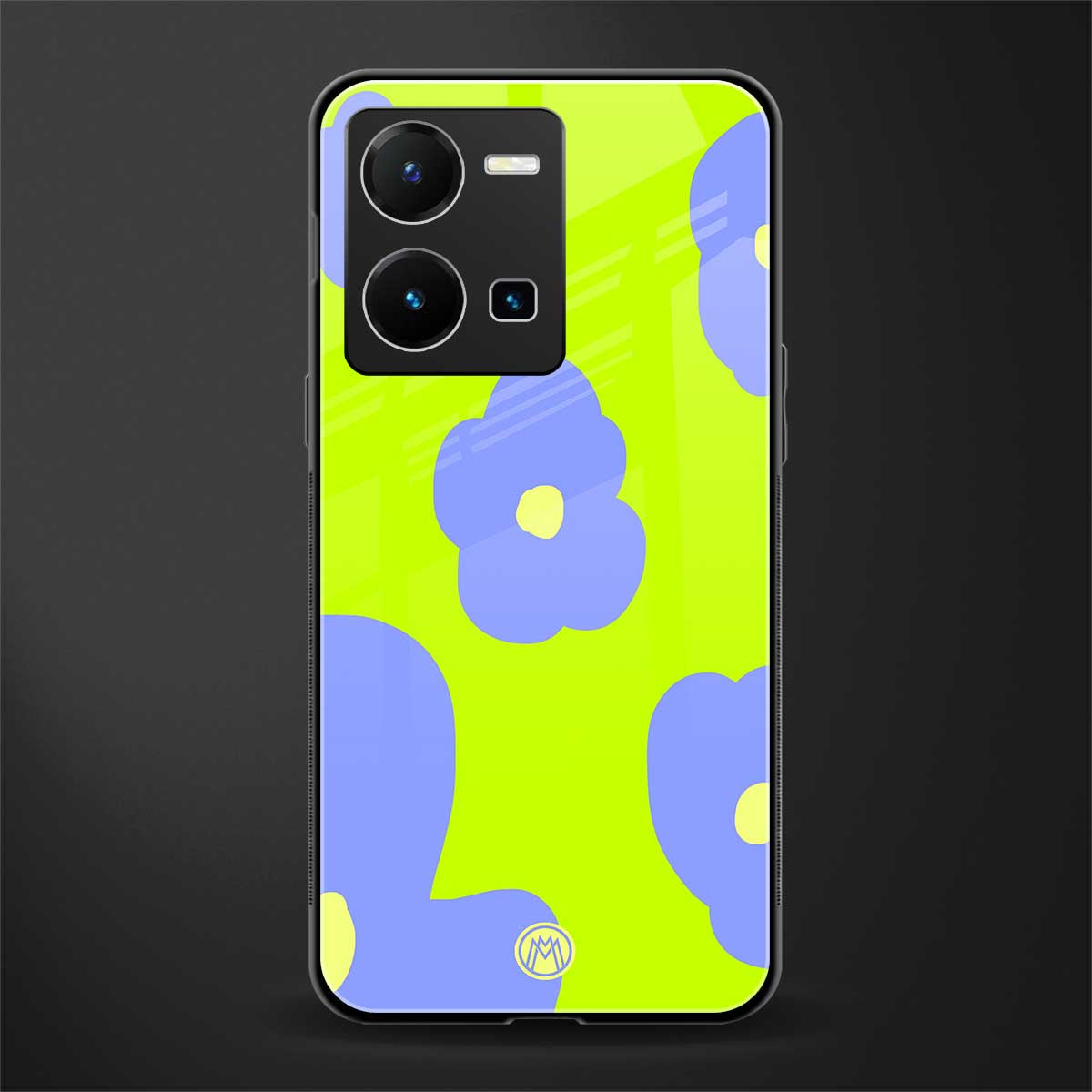 chartreuse arctic flowers back phone cover | glass case for vivo y35 4g