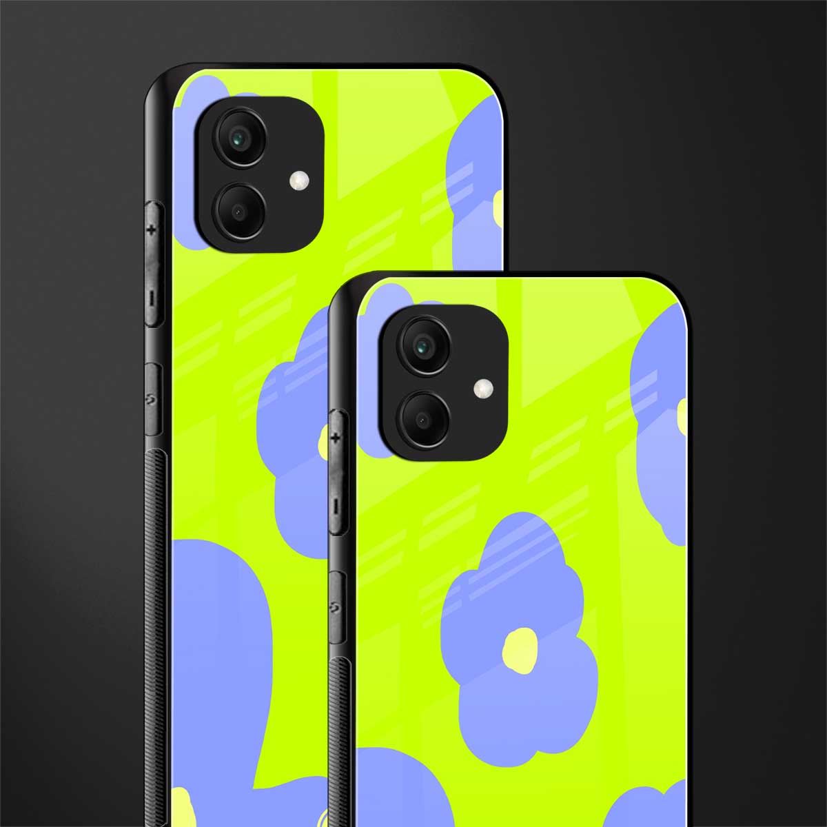 chartreuse arctic flowers back phone cover | glass case for samsung galaxy a04