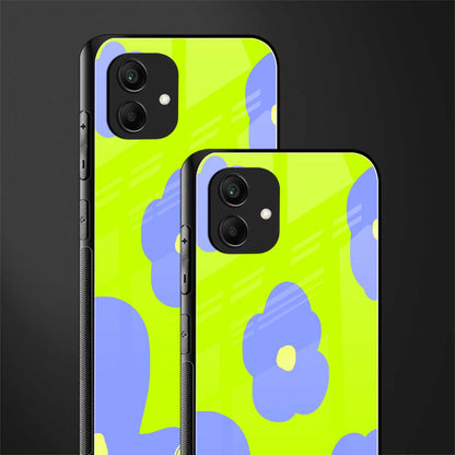 chartreuse arctic flowers back phone cover | glass case for samsung galaxy a04