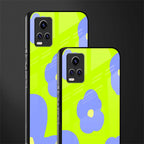 chartreuse arctic flowers back phone cover | glass case for vivo v21e 4g