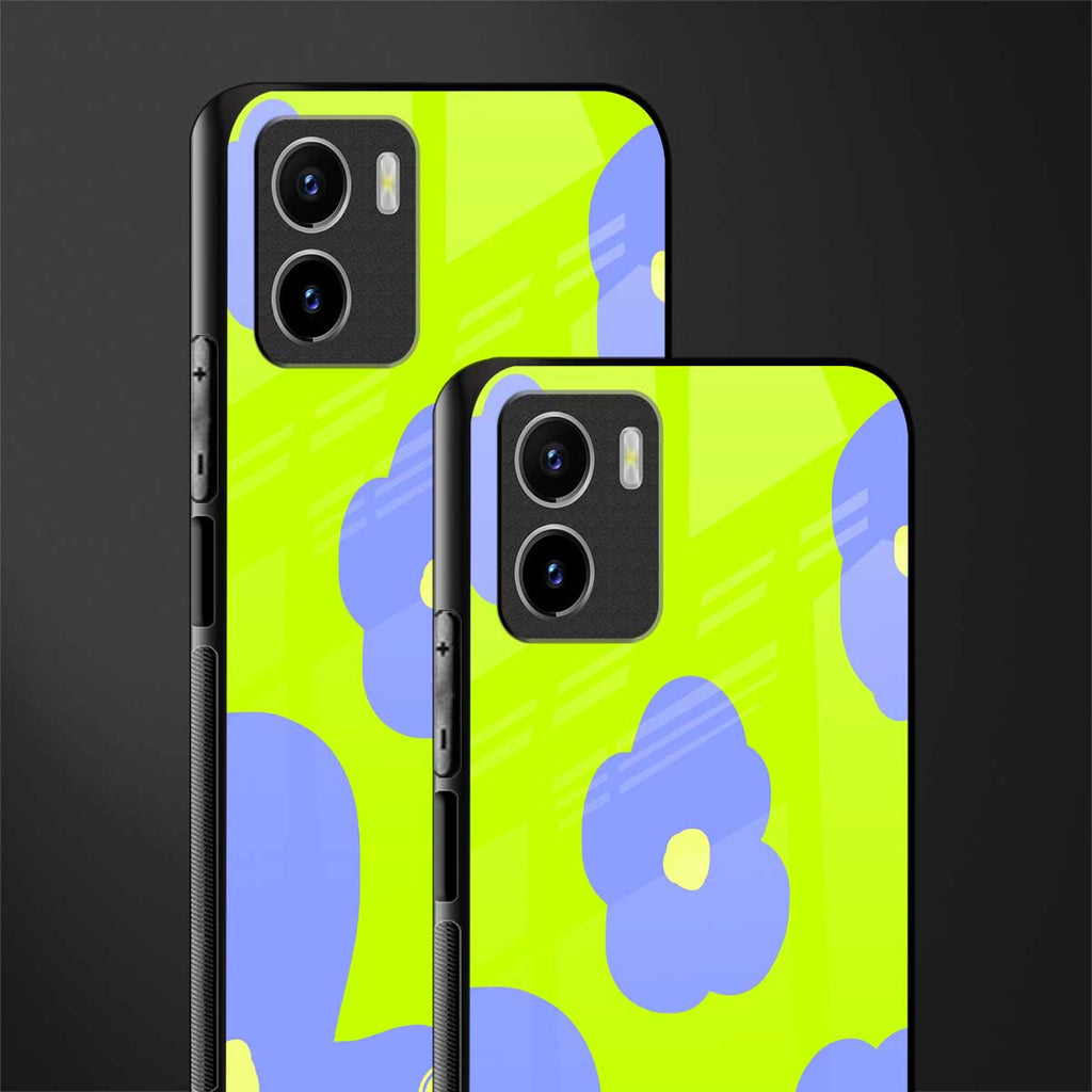 chartreuse arctic flowers back phone cover | glass case for vivo y72