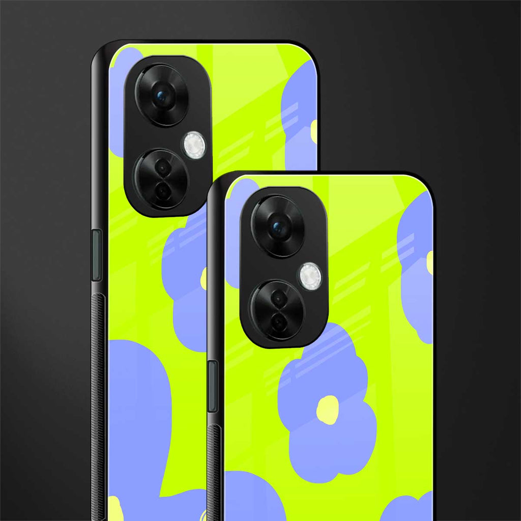 chartreuse arctic flowers back phone cover | glass case for oneplus nord ce 3 lite