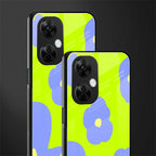 chartreuse arctic flowers back phone cover | glass case for oneplus nord ce 3 lite