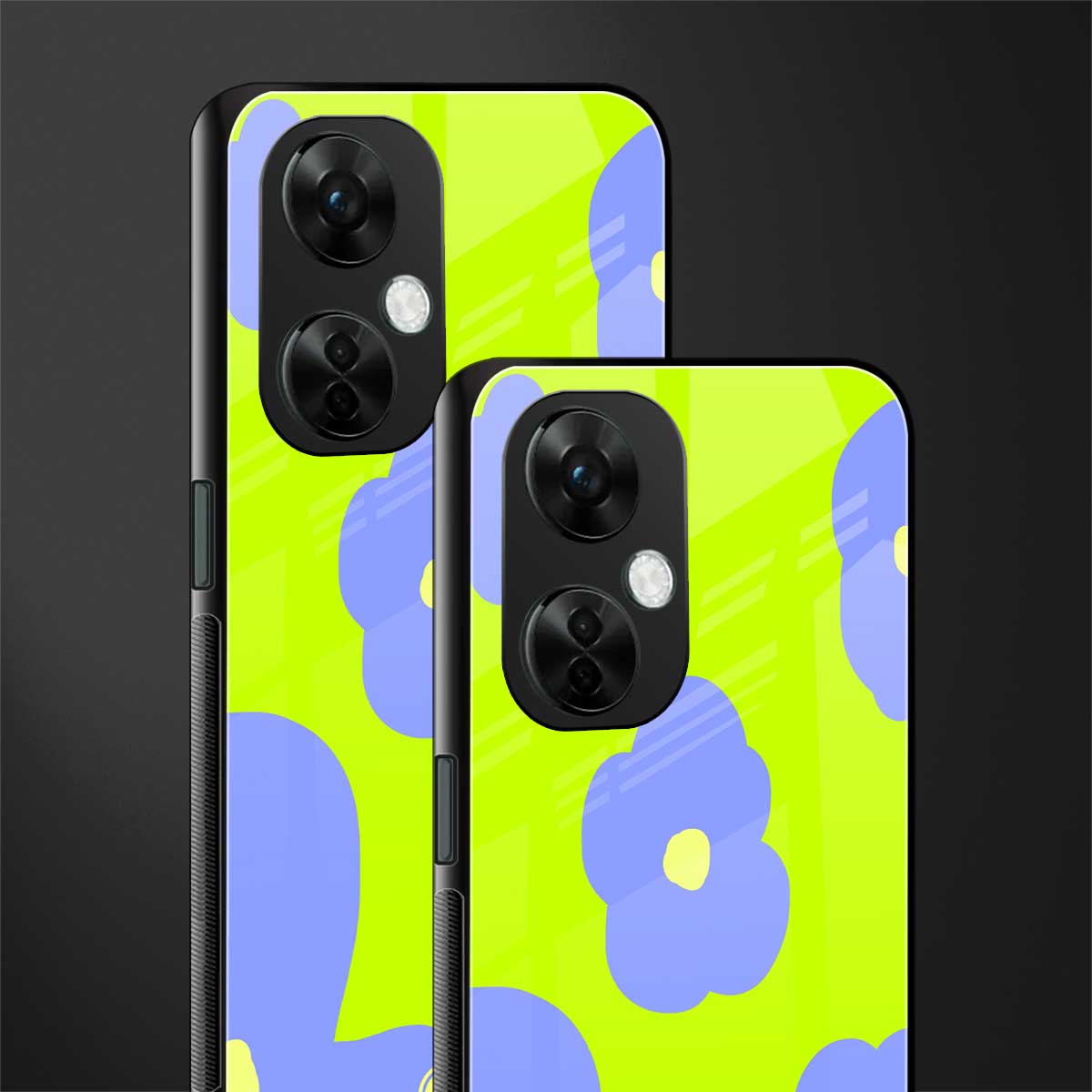 chartreuse arctic flowers back phone cover | glass case for oneplus nord ce 3 lite