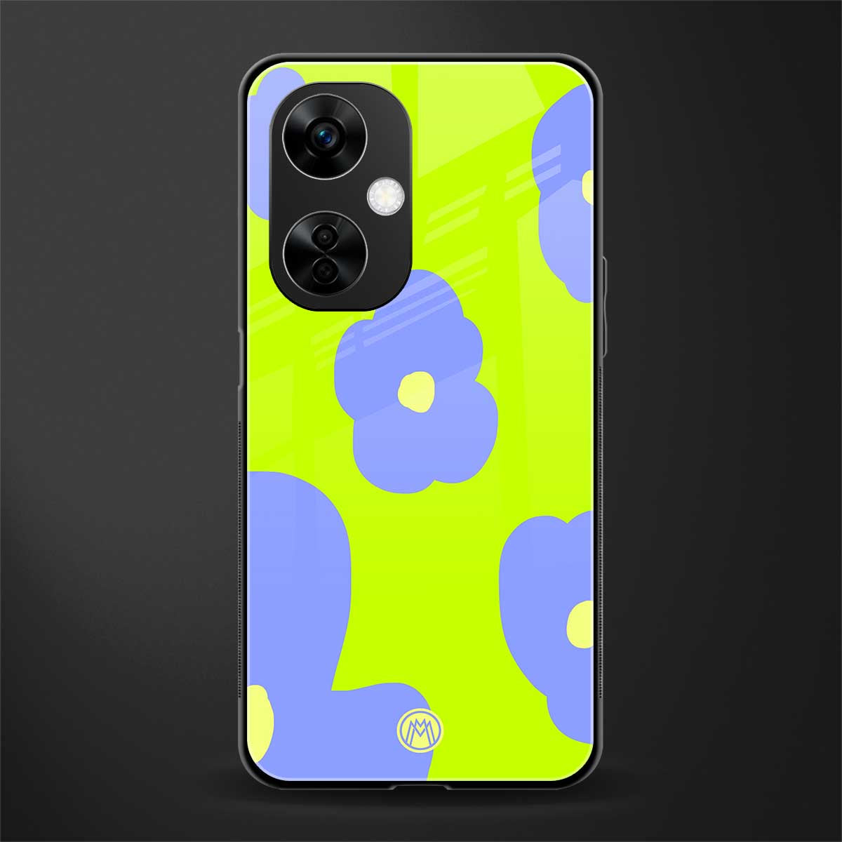 chartreuse arctic flowers back phone cover | glass case for oneplus nord ce 3 lite