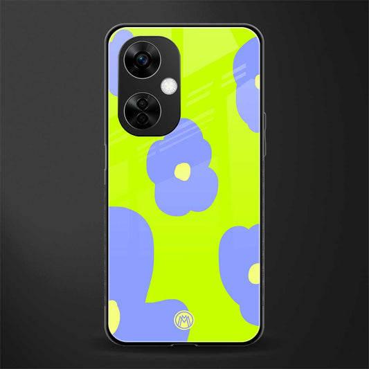 chartreuse arctic flowers back phone cover | glass case for oneplus nord ce 3 lite