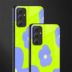 chartreuse arctic flowers back phone cover | glass case for samsung galaxy a54 5g