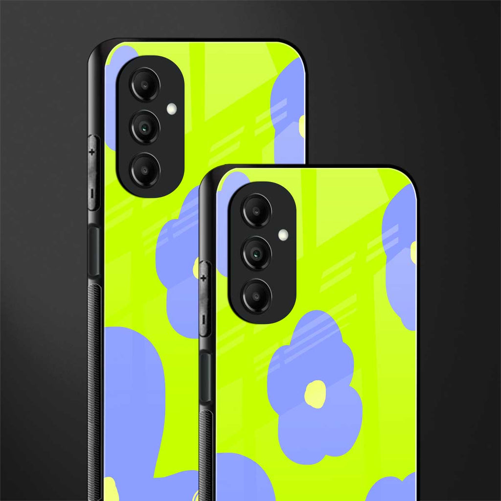chartreuse arctic flowers back phone cover | glass case for samsung galaxy a14 5g