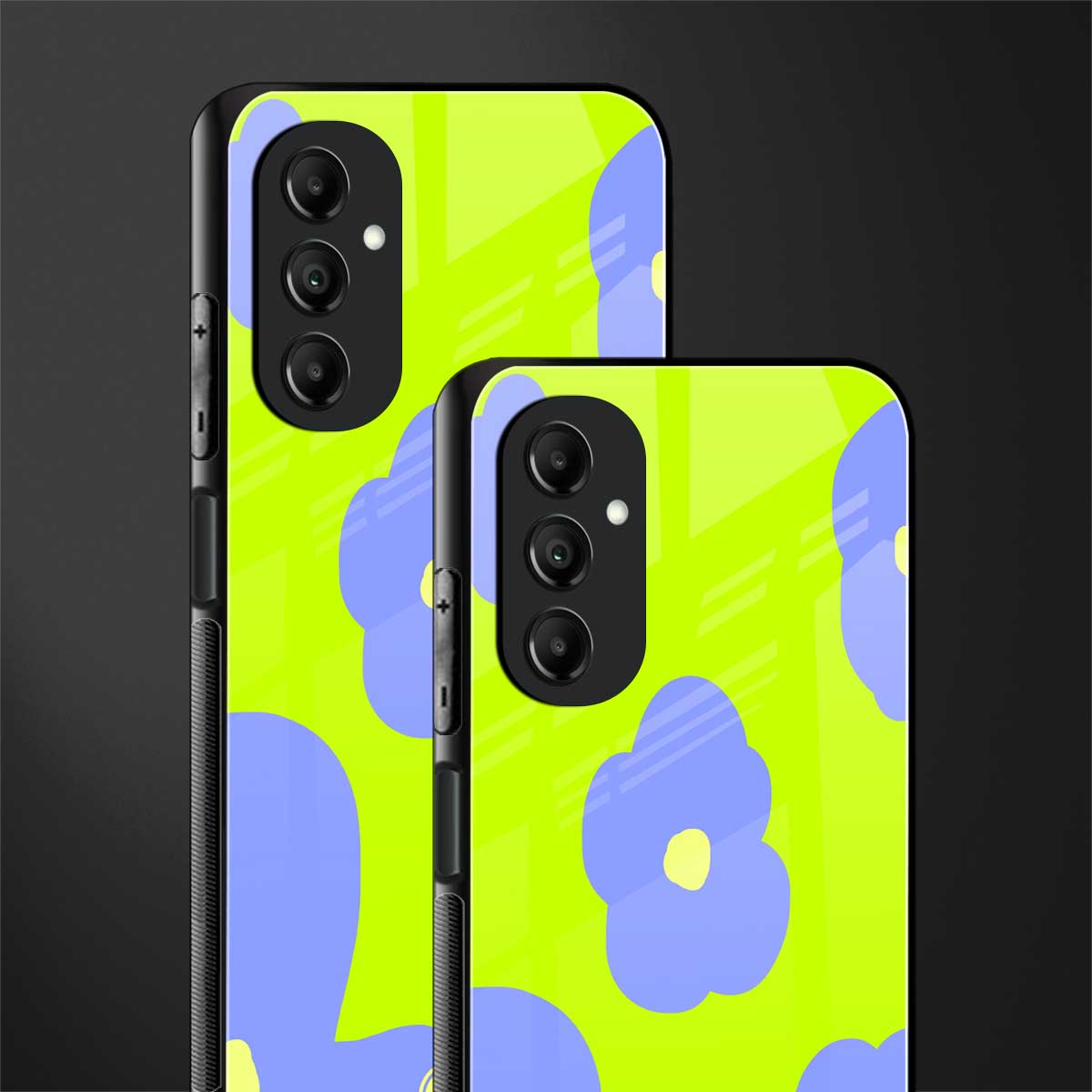 chartreuse arctic flowers back phone cover | glass case for samsung galaxy a14 5g