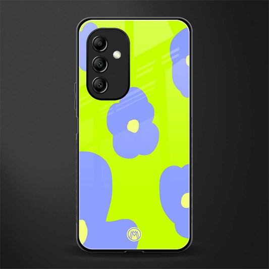 chartreuse arctic flowers back phone cover | glass case for samsung galaxy a14 5g