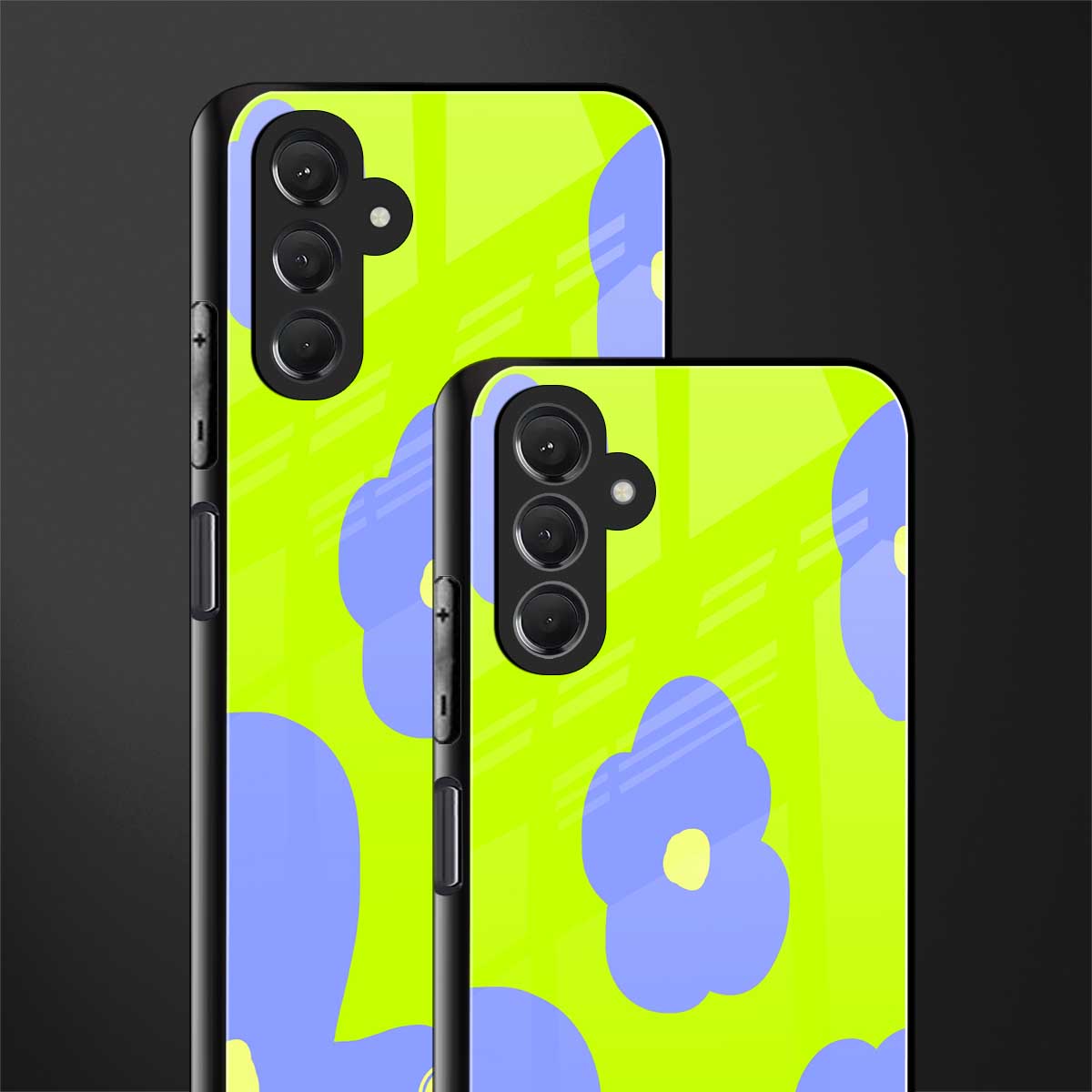 chartreuse arctic flowers back phone cover | glass case for samsun galaxy a24 4g