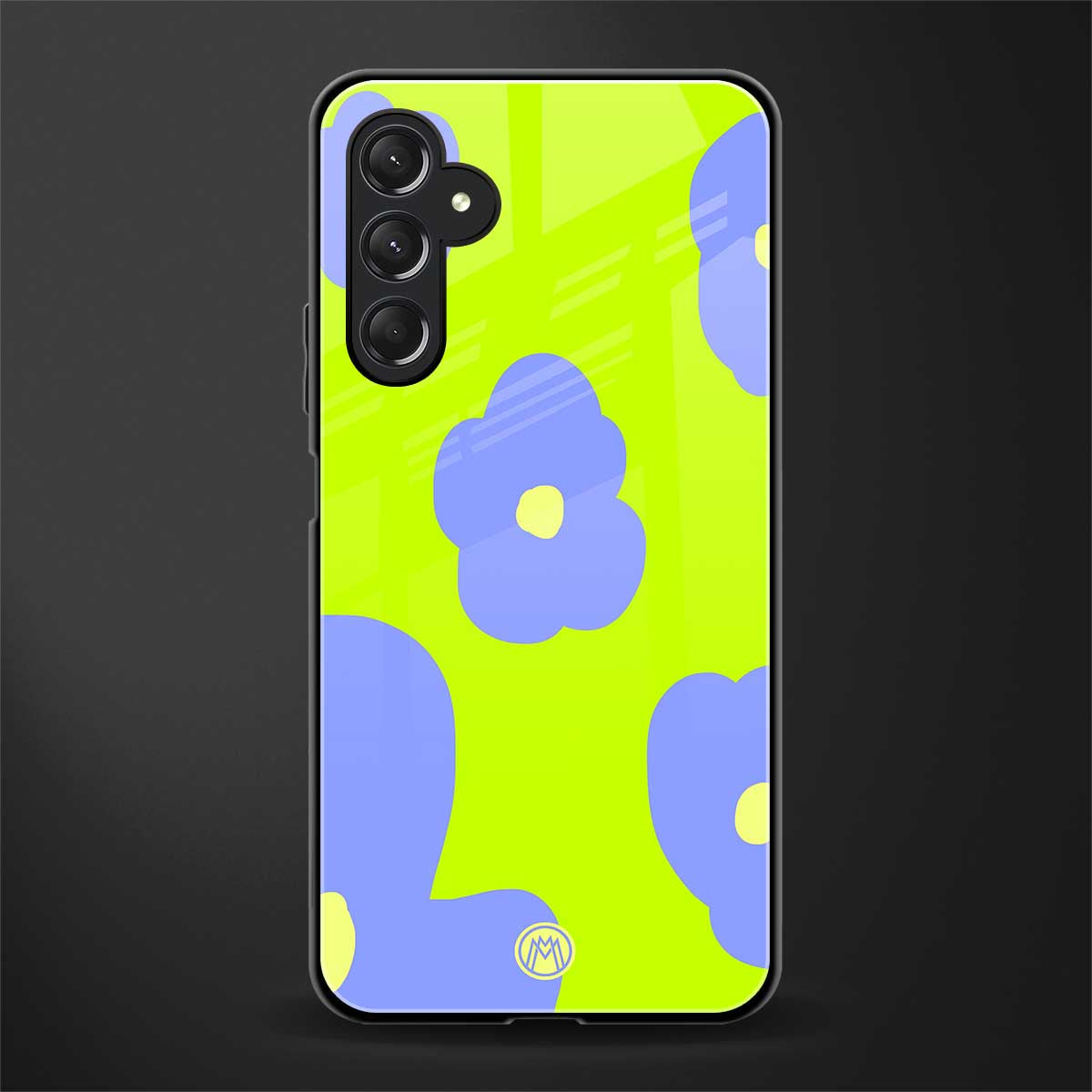 chartreuse arctic flowers back phone cover | glass case for samsun galaxy a24 4g