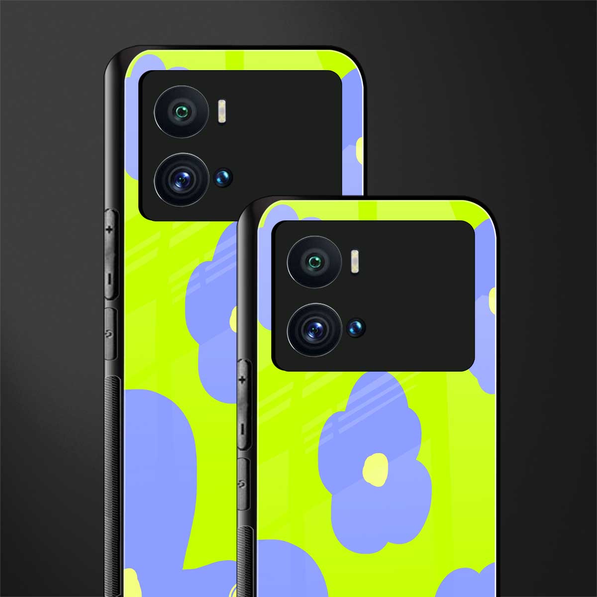 chartreuse arctic flowers back phone cover | glass case for iQOO 9 Pro