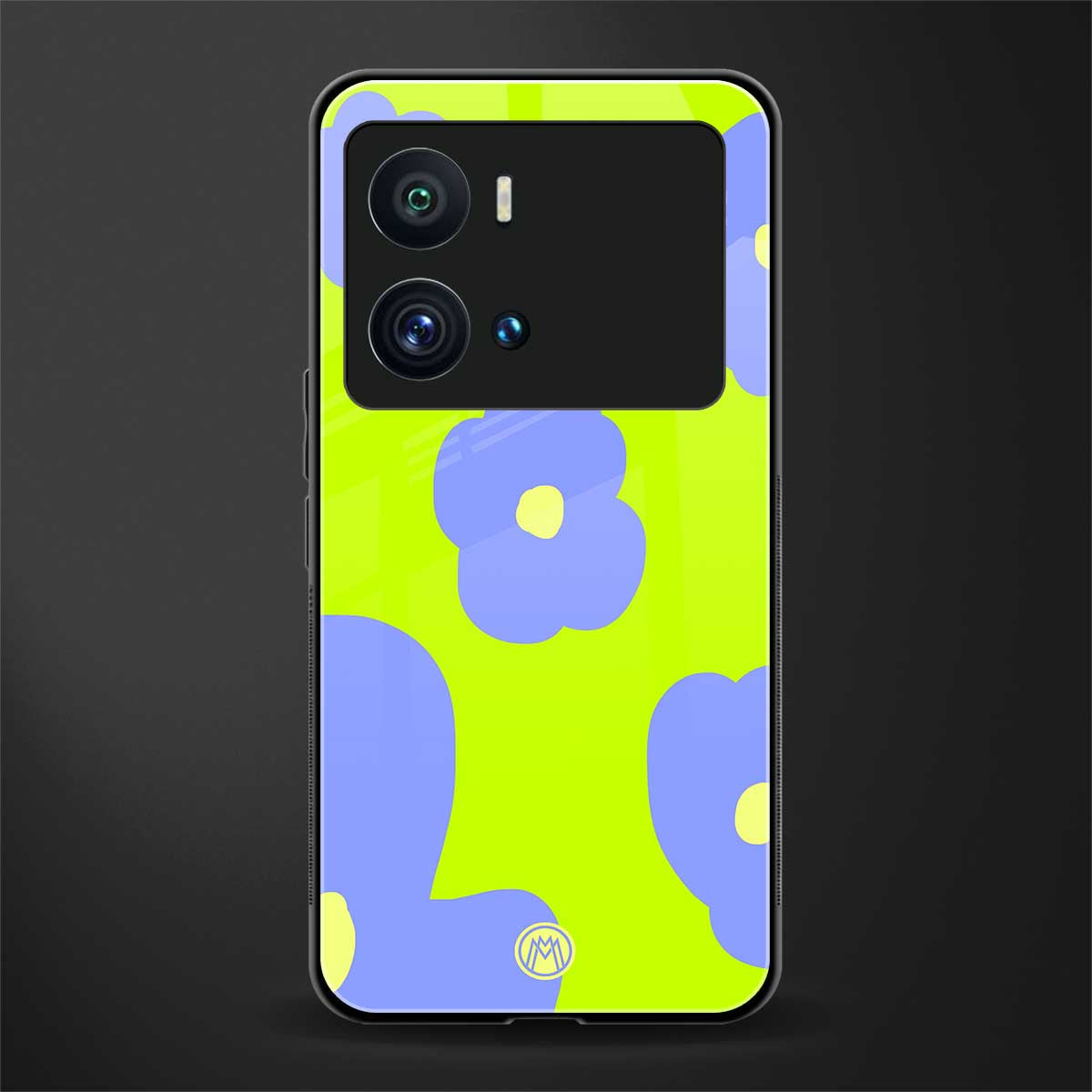 chartreuse arctic flowers back phone cover | glass case for iQOO 9 Pro