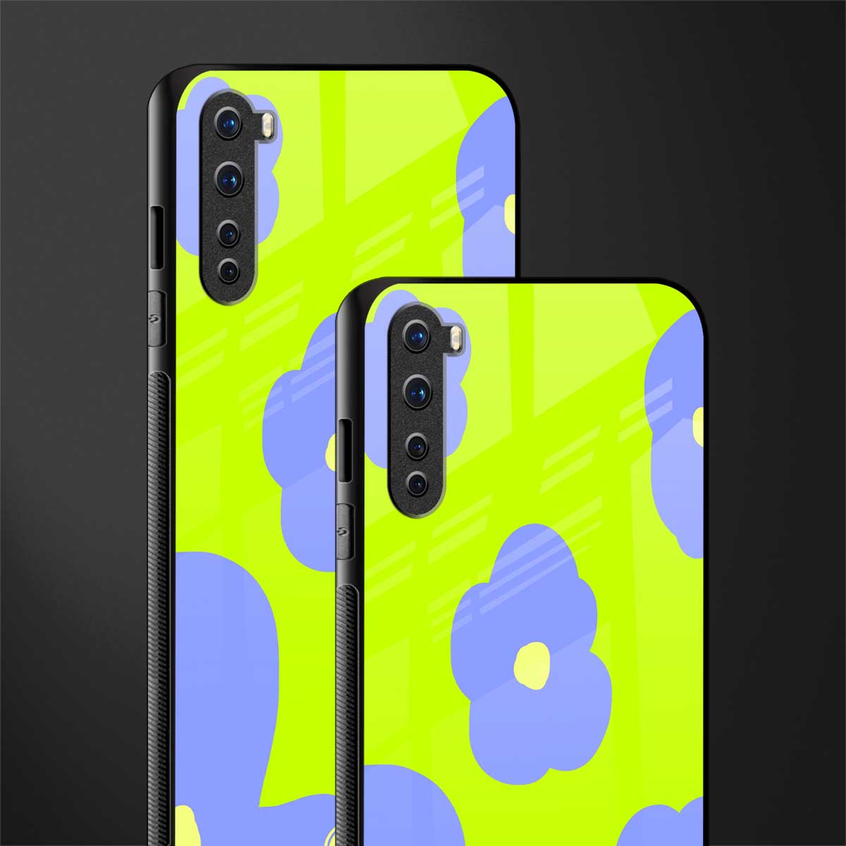 chartreuse arctic flowers glass case for oneplus nord ac2001 image-2