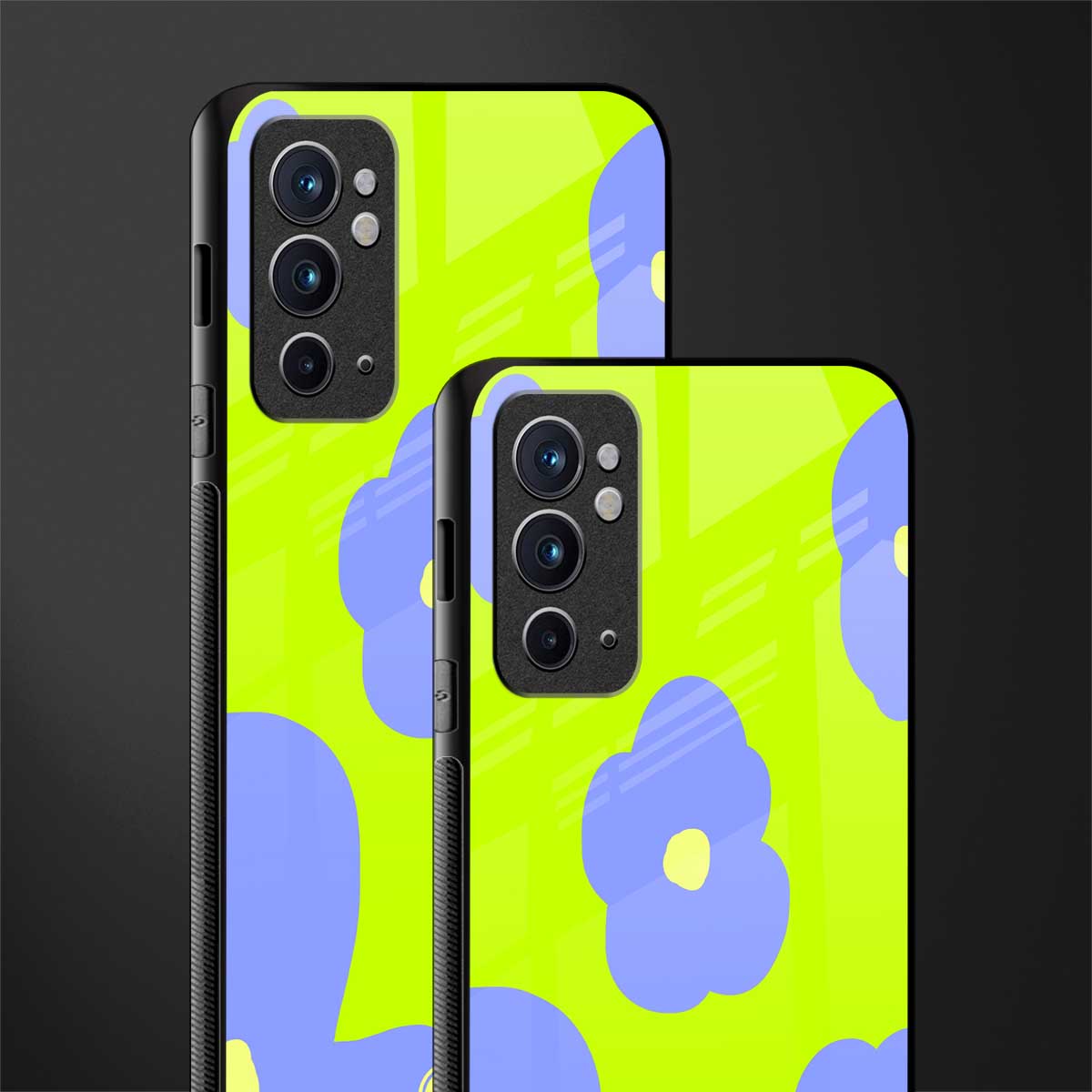 chartreuse arctic flowers glass case for oneplus 9rt image-2
