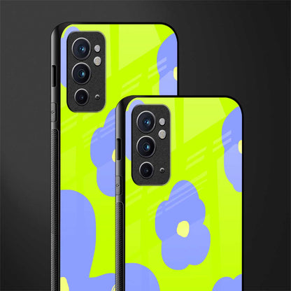 chartreuse arctic flowers glass case for oneplus 9rt image-2