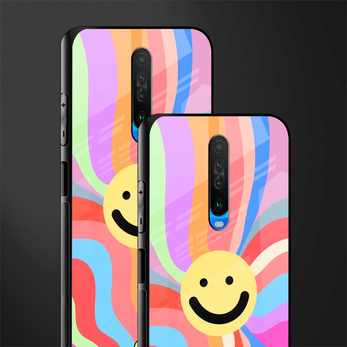 cheerful smiley glass case for poco x2 image-2