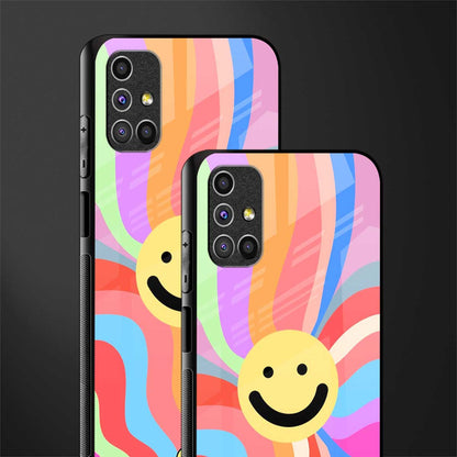 cheerful smiley glass case for samsung galaxy m51 image-2