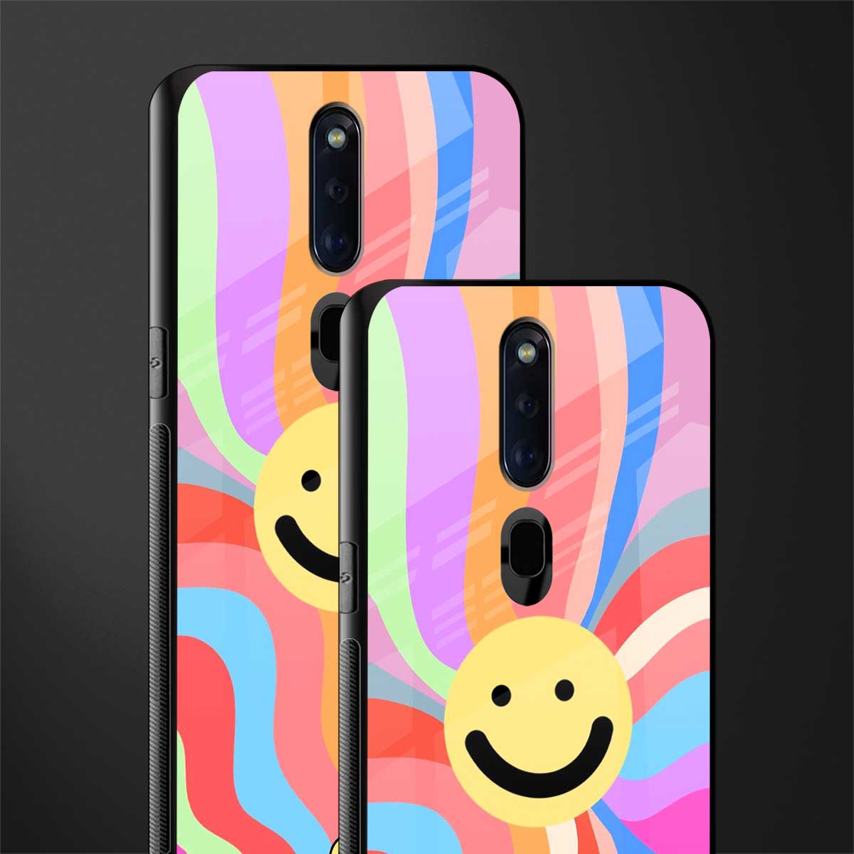 cheerful smiley glass case for oppo f11 pro image-2