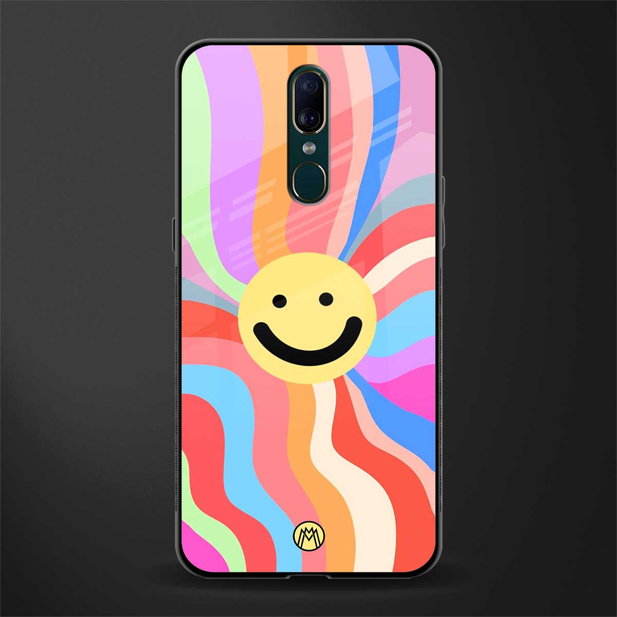 cheerful smiley glass case for oppo a9 image