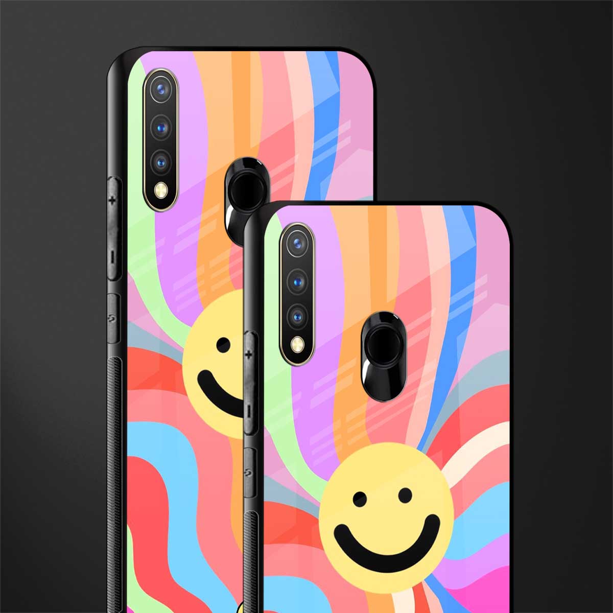 cheerful smiley glass case for vivo y19 image-2