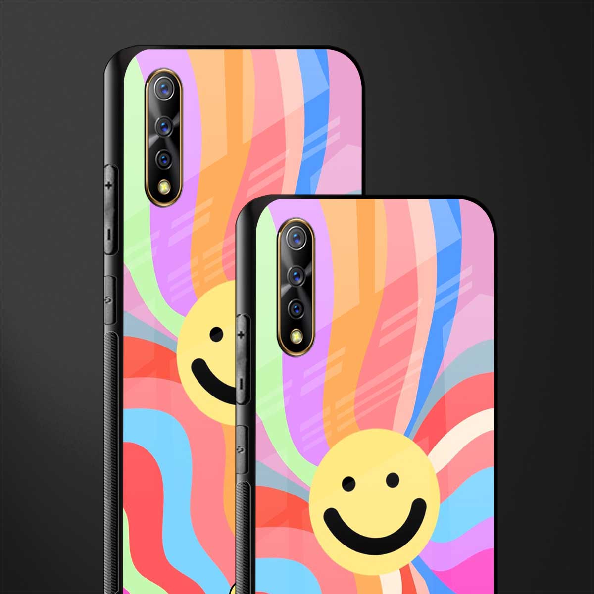 cheerful smiley glass case for vivo z1x image-2