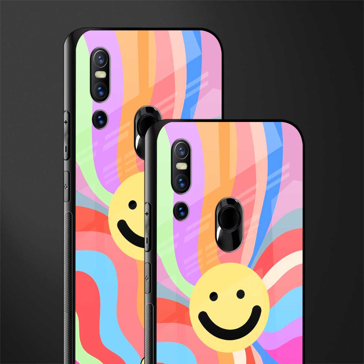 cheerful smiley glass case for vivo v15 image-2