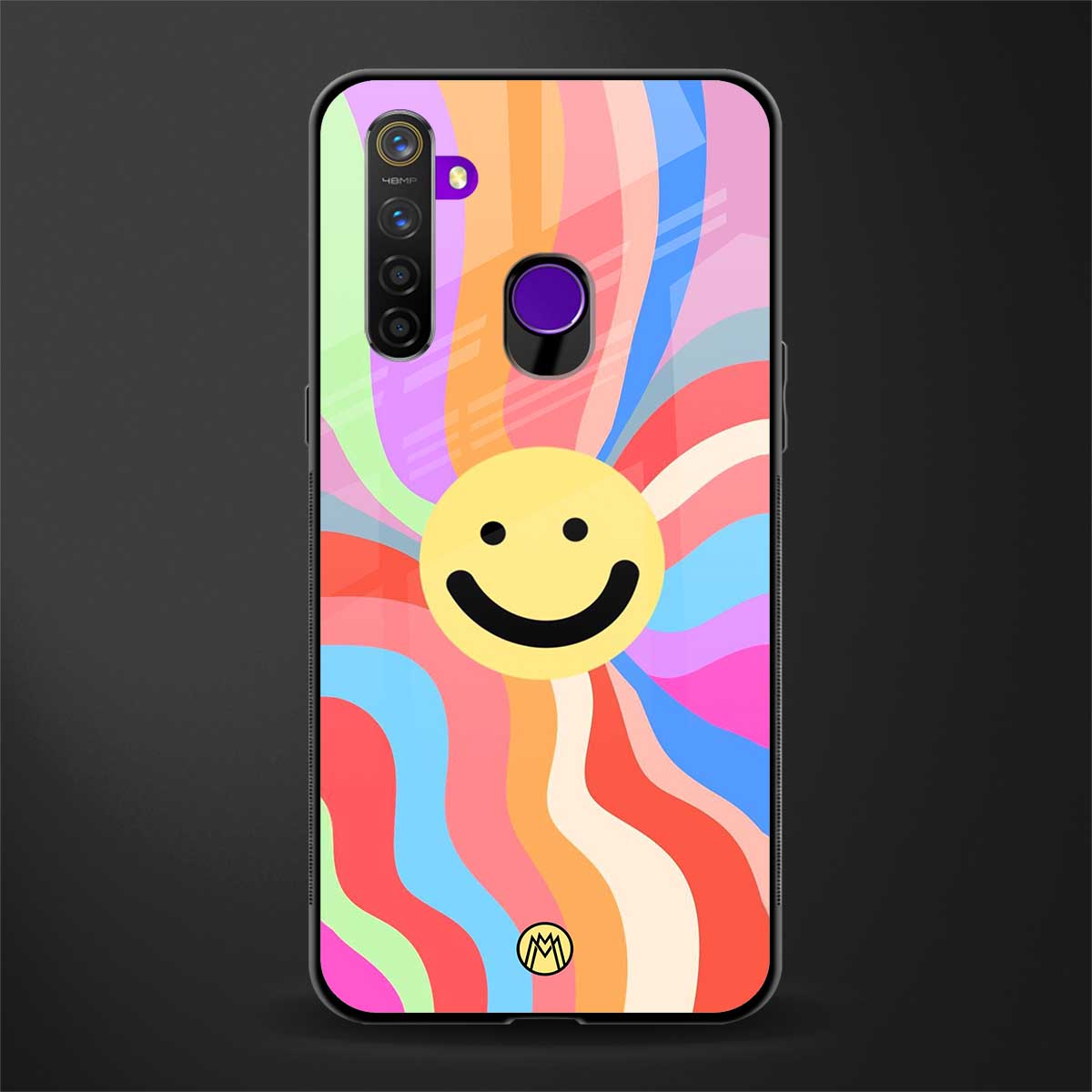 cheerful smiley glass case for realme 5 pro image