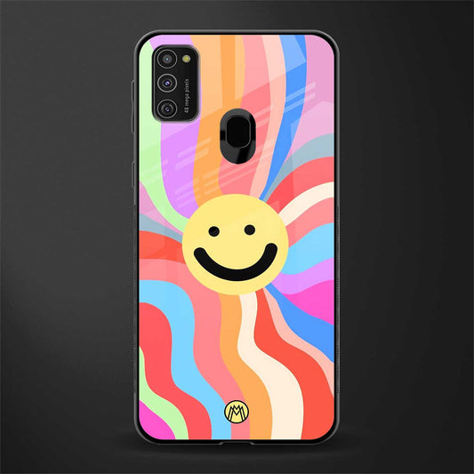 cheerful smiley glass case for samsung galaxy m21 image