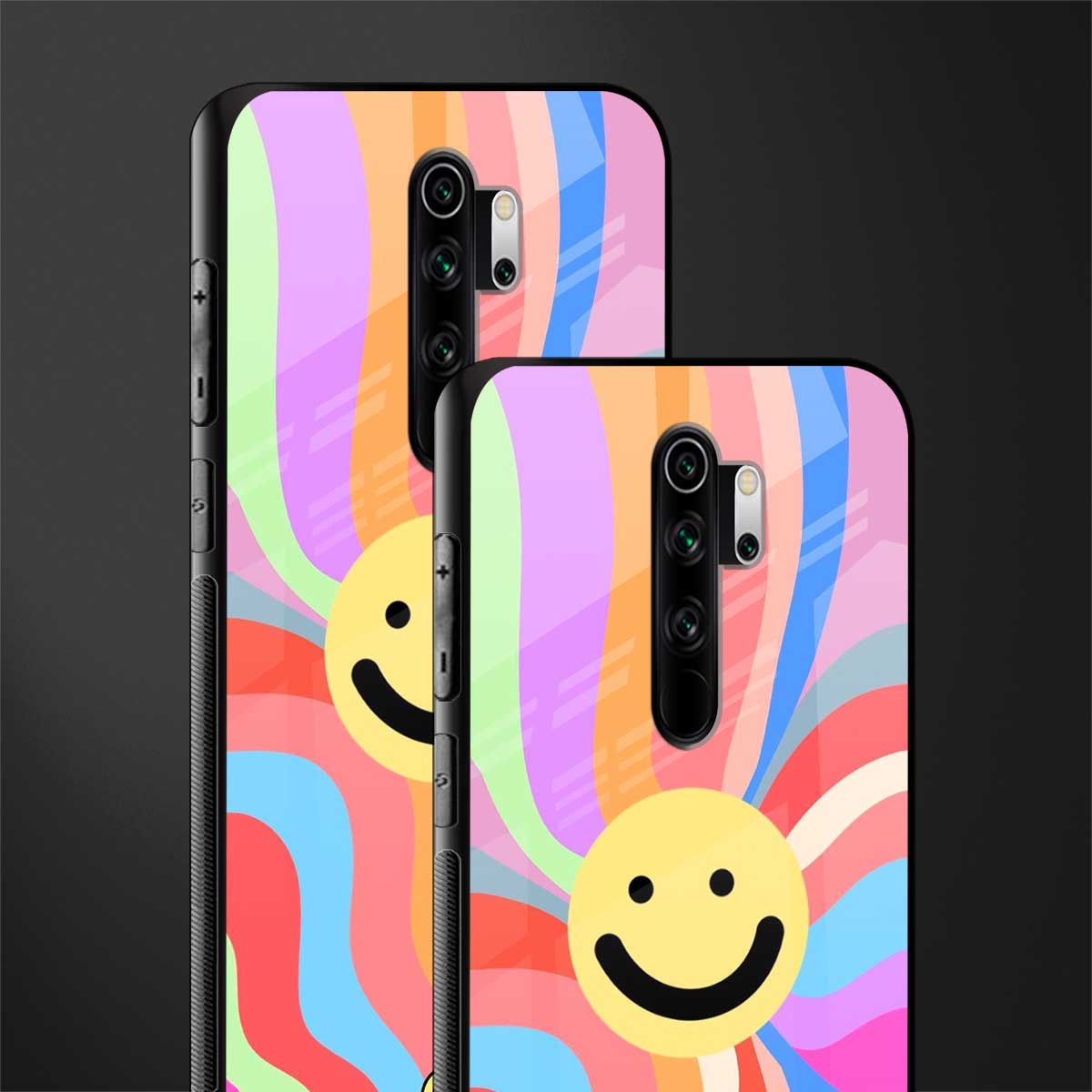 cheerful smiley glass case for redmi note 8 pro image-2