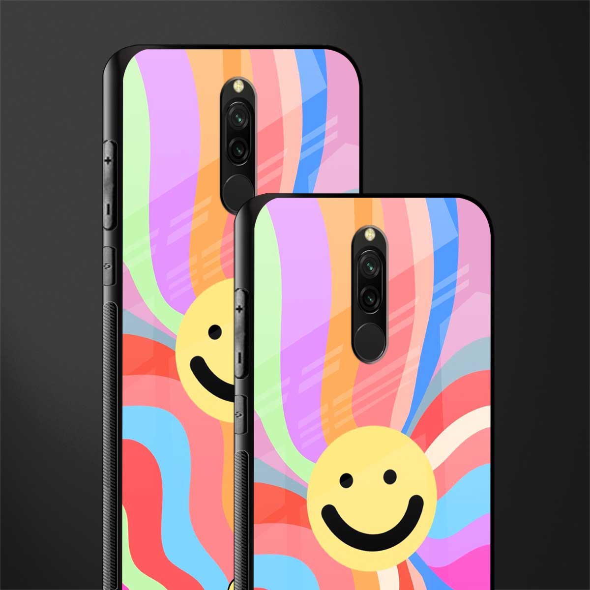 cheerful smiley glass case for redmi 8 image-2