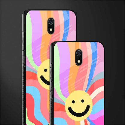 cheerful smiley glass case for redmi 8a image-2