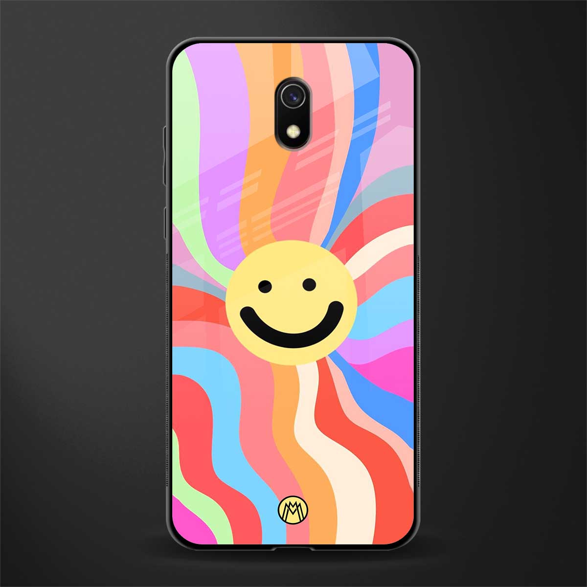 cheerful smiley glass case for redmi 8a image