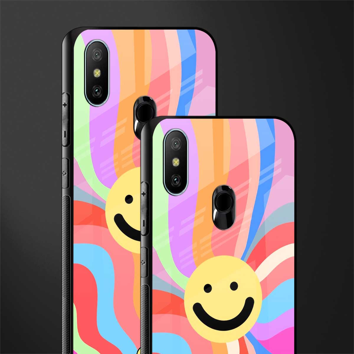 cheerful smiley glass case for redmi 6 pro image-2