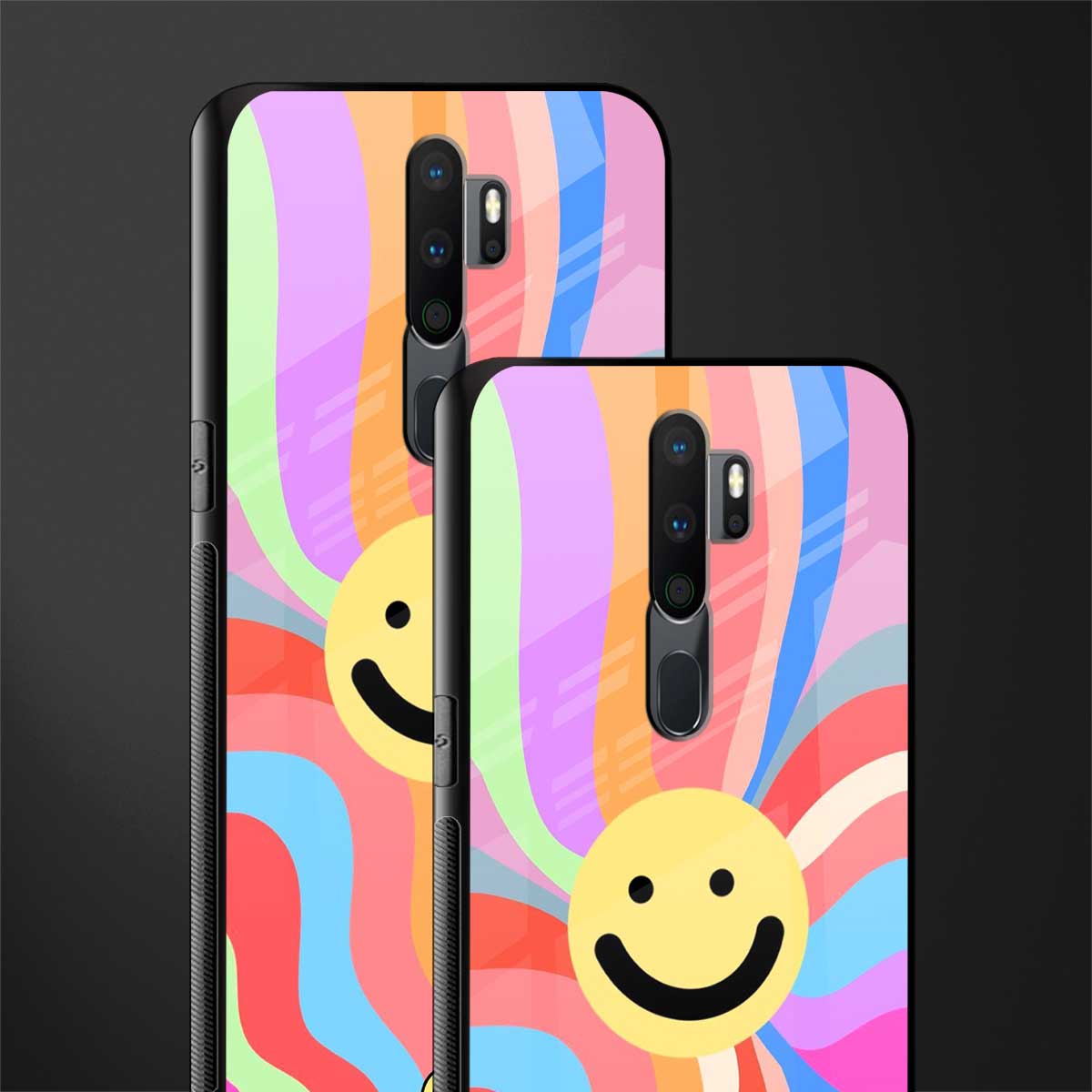 cheerful smiley glass case for oppo a5 2020 image-2