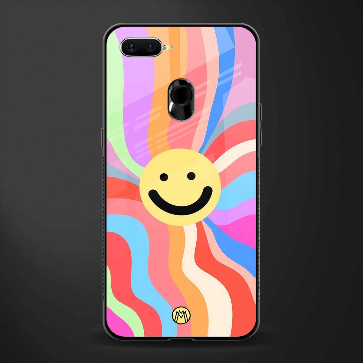 cheerful smiley glass case for oppo a5s image