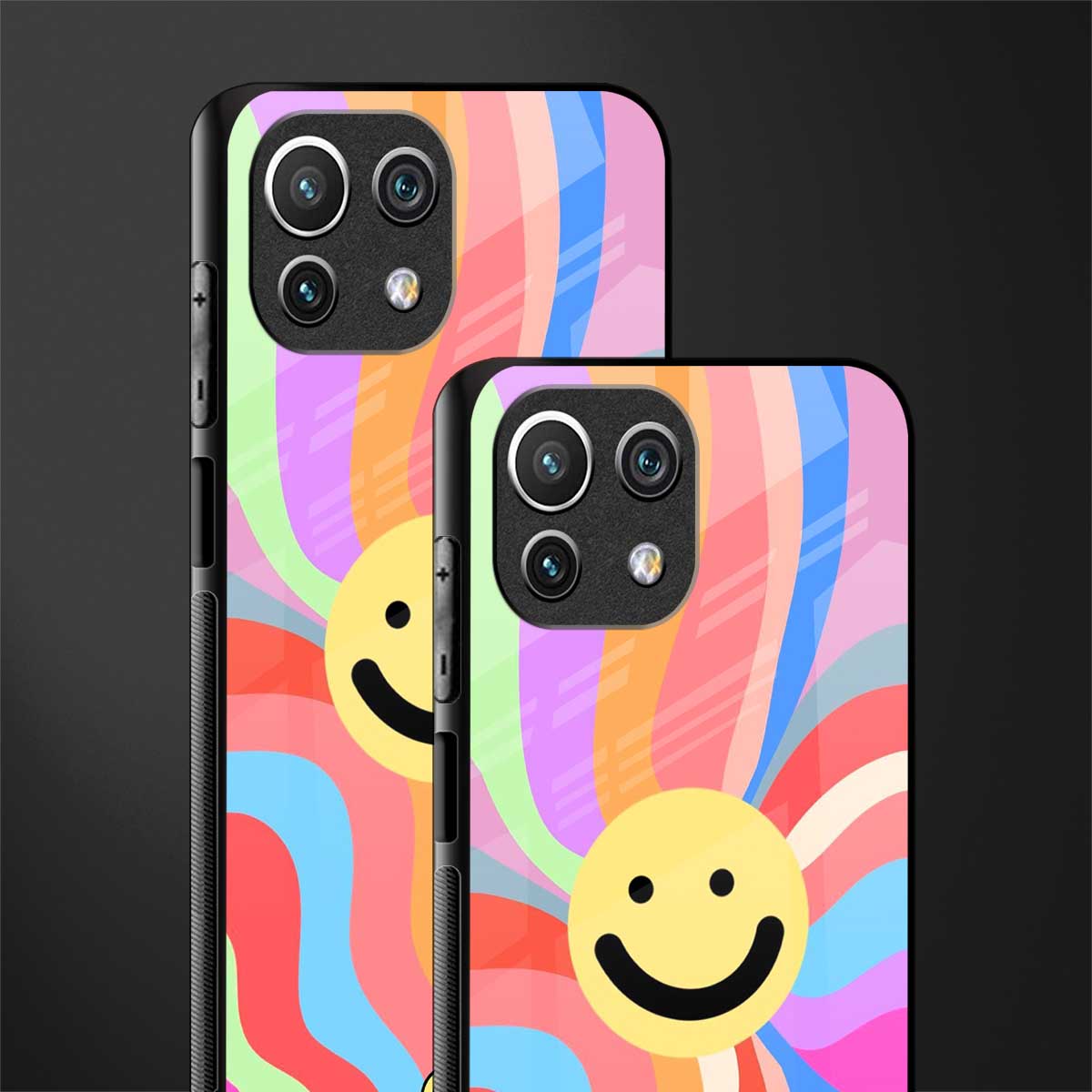 cheerful smiley glass case for mi 11 lite image-2