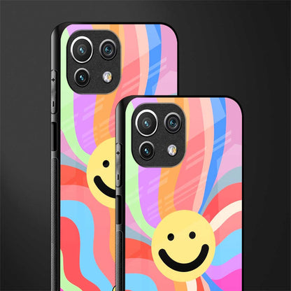 cheerful smiley glass case for mi 11 lite image-2