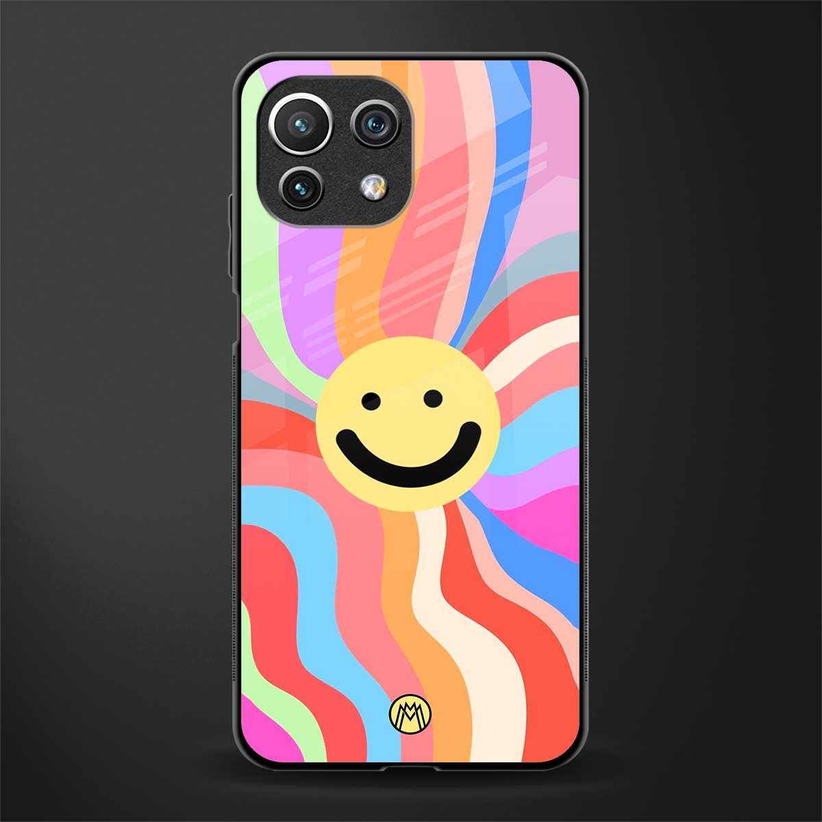 cheerful smiley glass case for mi 11 lite image