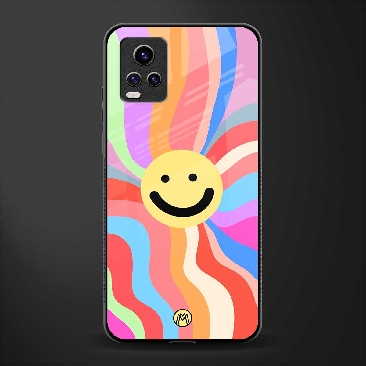 cheerful smiley back phone cover | glass case for vivo y73