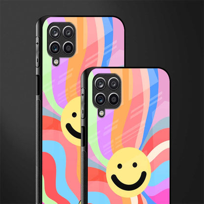 cheerful smiley back phone cover | glass case for samsung galaxy a22 4g