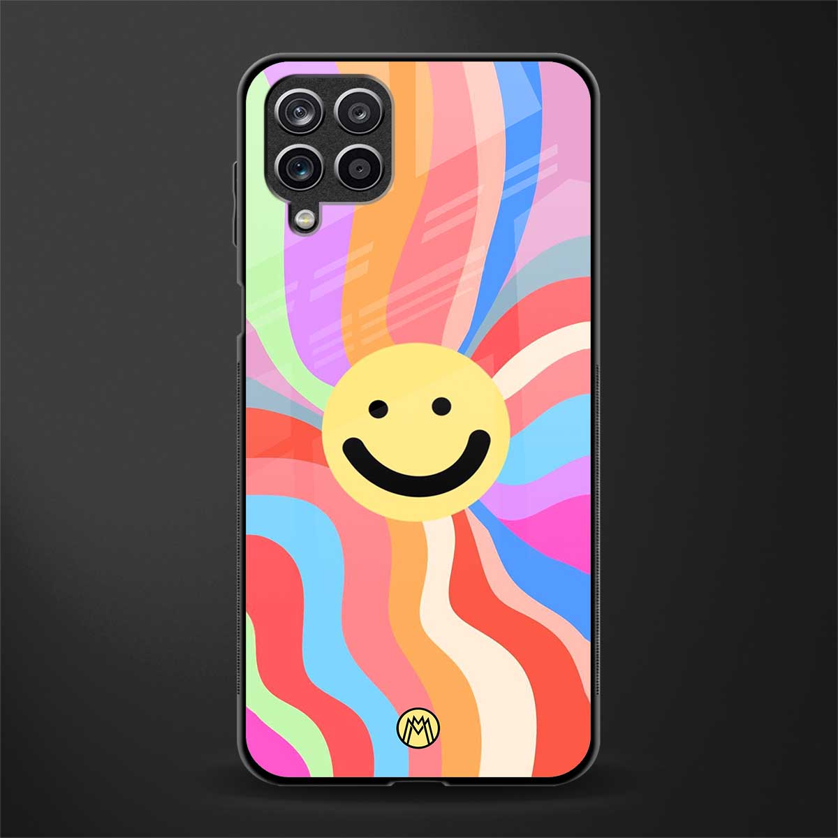 cheerful smiley back phone cover | glass case for samsung galaxy a22 4g