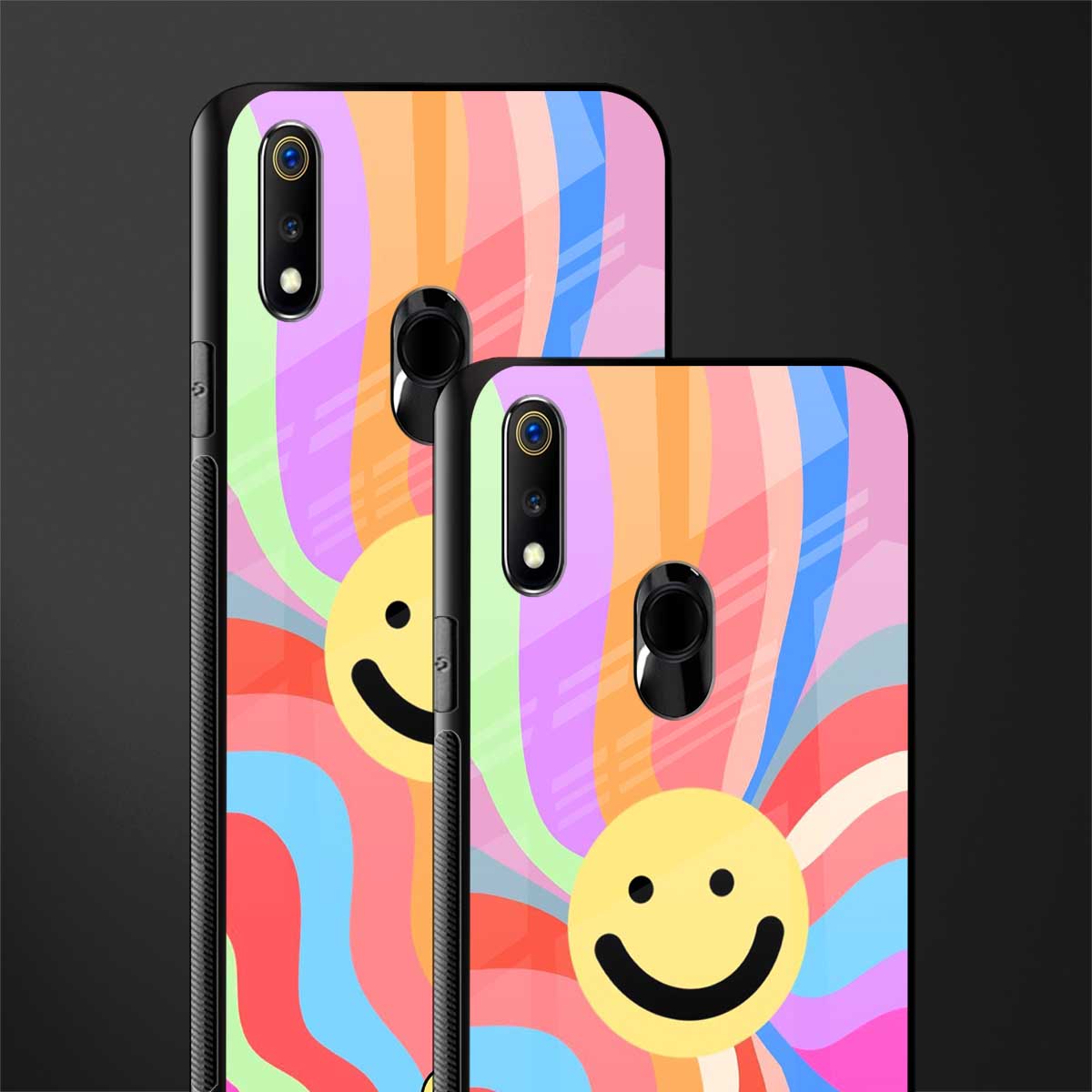 cheerful smiley glass case for realme 3 image-2