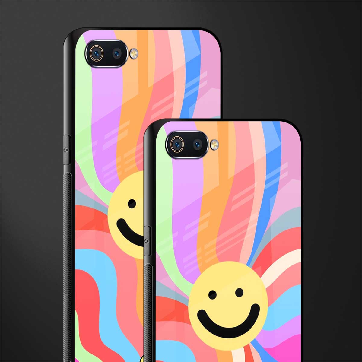 cheerful smiley glass case for oppo a1k image-2