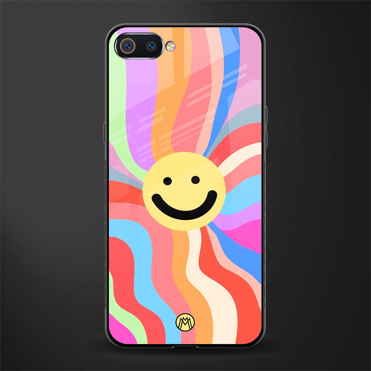 cheerful smiley glass case for oppo a1k image