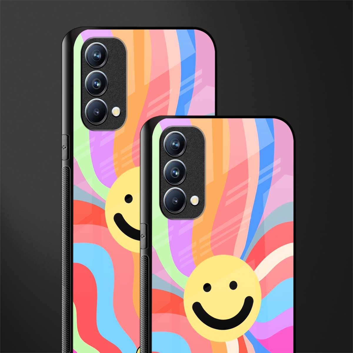 cheerful smiley glass case for oppo f19s image-2