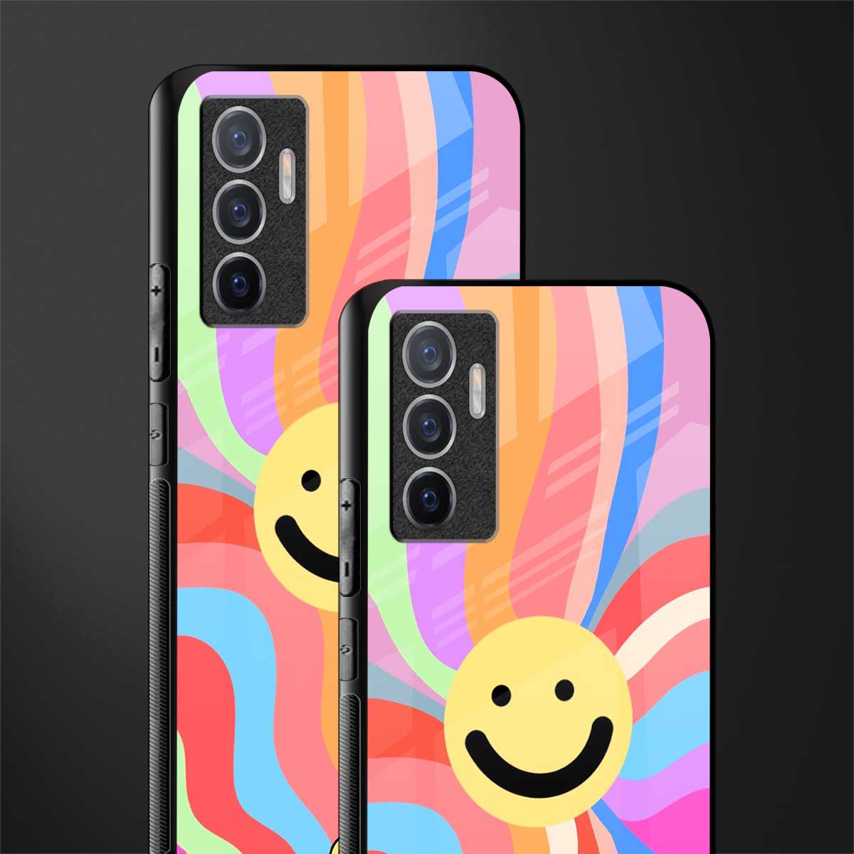 cheerful smiley glass case for vivo v23e image-2