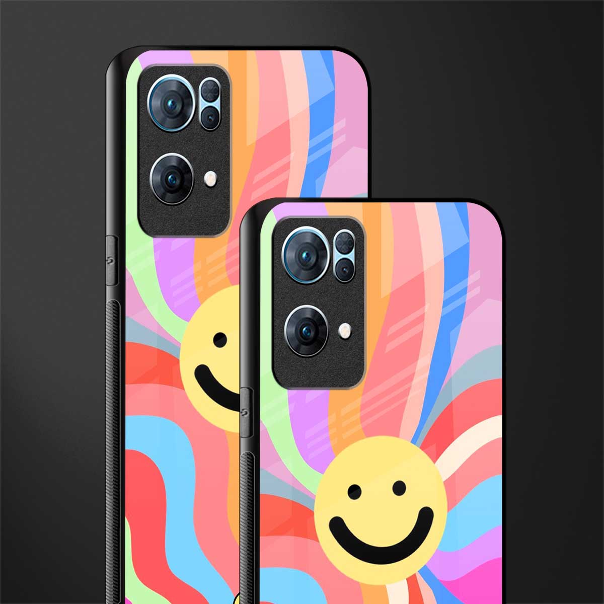 cheerful smiley glass case for oppo reno7 pro 5g image-2